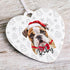 Personalised English Bulldog Dog Christmas Decoration - Customisable Pet Ornament with Gift Box Option - Heart Shaped Keepsake