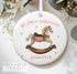 Baby's First Christmas Personalised ceramic bauble decoration - Pink Traditional Rocking Horse