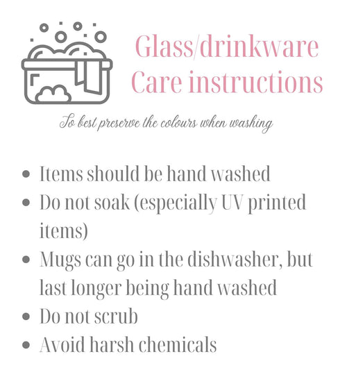 a poster with instructions for glass drinkware care instructions