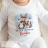 Baby's First Christmas Personalised Bib, Vest and Sleepsuit Cotton Set - Perfect for New baby Gift, Christmas Reindeer and Penguin