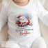 Baby's First Christmas Personalised Bib, Vest and Sleepsuit Cotton Set - Perfect for New baby Gift, Santa on a Sleigh