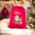 Personalised Red Christmas Sack with Drawstring - Babies First Christmas, Santa and Reindeer, Customised Festive Gift Bag 40x50cm