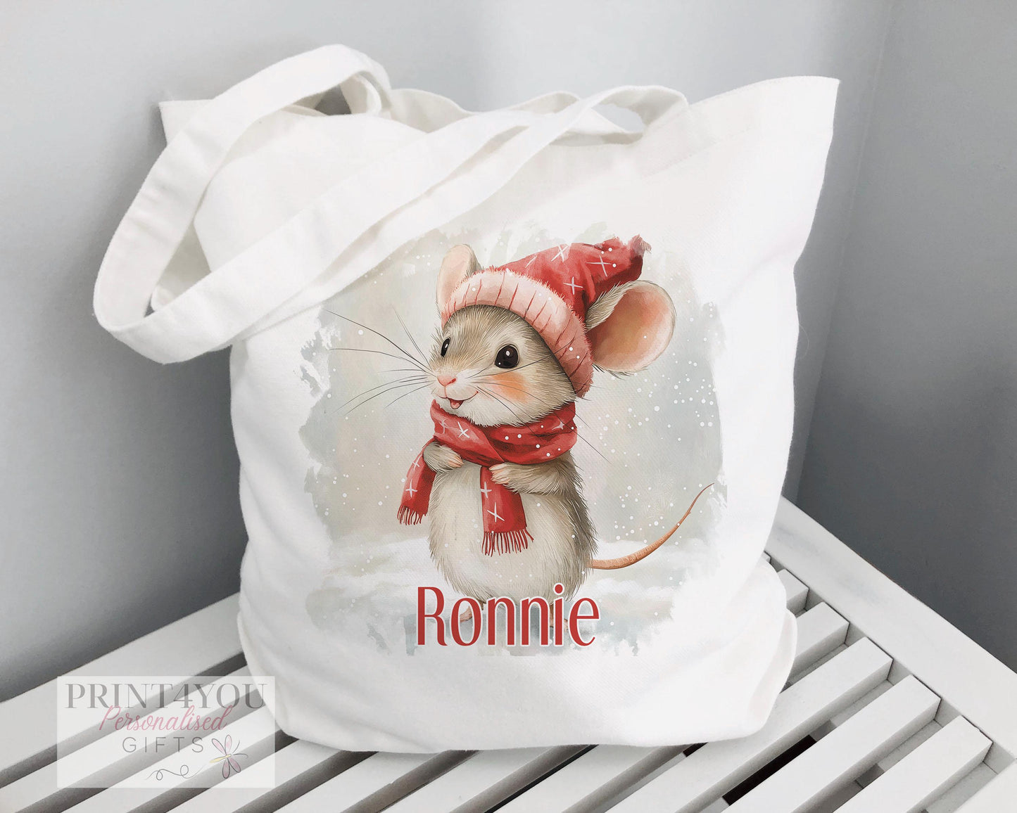 Plain white cotton shoulder tote bag, reusable eco-friendly shopper