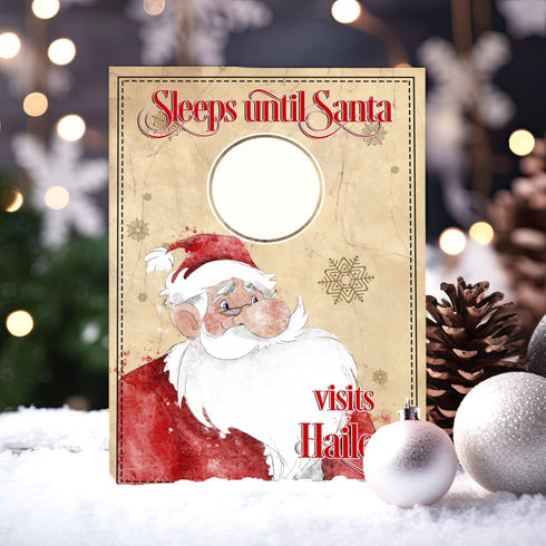 Aluminium Christmas Countdown | Vintage Santa Claus | Wipeable