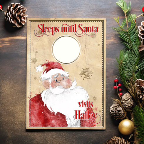 Aluminium Christmas Countdown | Vintage Santa Claus | Wipeable