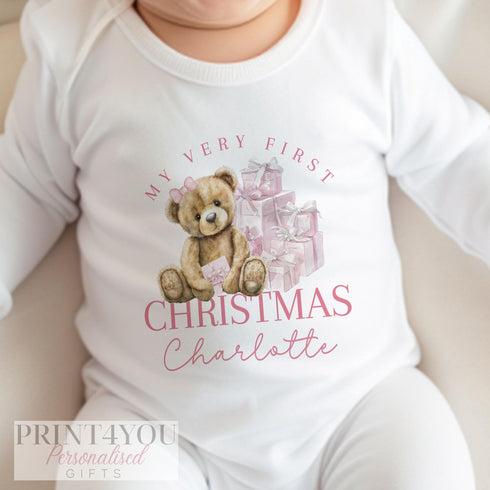 Personalised Babies First Christmas Sleepsuit, Babys 1st Xmas Bib, Gift for baby, Pyjamas, Baby Girls First Christmas Outfit