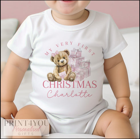 Personalised Babies First Christmas Sleepsuit, Babys 1st Xmas Bib, Gift for baby, Pyjamas, Baby Girls First Christmas Outfit