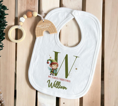 Personalised Babies First Christmas Sleepsuit, Elf Alphabet, Babys 1st Xmas Bib, Gift for baby, Pyjamas, Baby Boys First Christmas Outfit