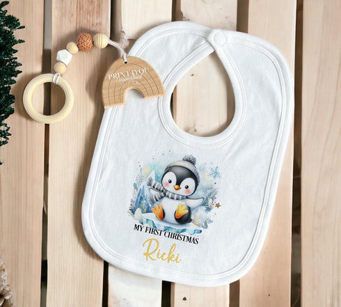 Personalised Babies First Christmas Sleepsuit, Penguin, Babys 1st Xmas Bib, Gift for baby, Pyjamas, Baby Boys First Christmas Outfit