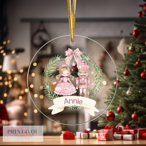 Personalised Christmas Tree Decoration, The Nutcracker, Christmas Bauble, UV Printed Acrylic, Gift for Girls