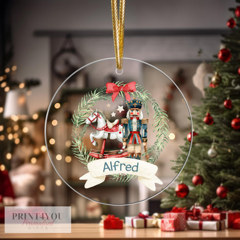 Personalised Christmas Tree Decoration, The Nutcracker, Christmas Bauble, UV Printed Acrylic, Gift for Boys