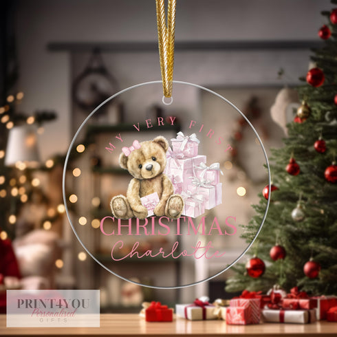 Personalised Christmas Tree Decoration, Babies First Christmas, Christmas Bauble, UV Printed Acrylic