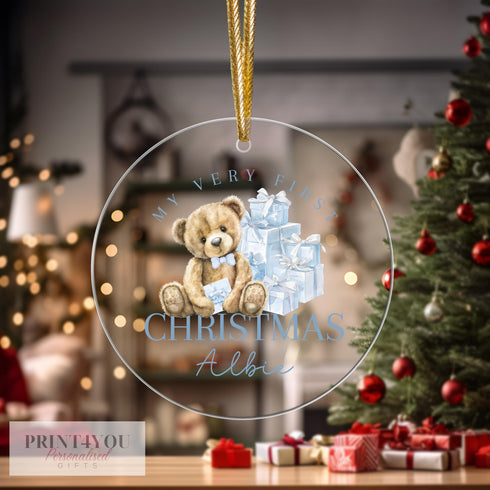 Personalised Christmas Tree Decoration, Babies First Christmas, Christmas Bauble, UV Printed Acrylic