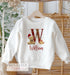Personalised Christmas Jumper For Children. White Cotton Sweatshirt - tartan Teddy bear Alphabet