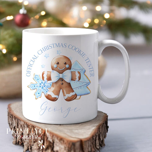 Christmas Gingerbread man Personalised Mug, Gift For Mum, Gift for Him, stocking filler gift, Official Christmas Cookie Tester