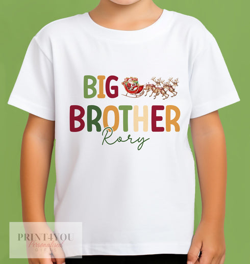 Personalized Big Brother Christmas Pregnancy Announcement T-Shirt - Custom Cotton Big Brother Gifts