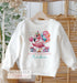 Personalised Sweatshirt Jumper For Children. White Cotton Sweatshirt - Flamingo Birthday Girl