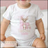 Baby's First Christmas Personalised Sleepsuit, Bib, vest or T-shirt Cotton Set - Perfect for New baby Gift, Pink Reindeer
