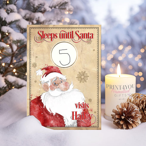 Aluminium Christmas Countdown | Vintage Santa Claus | Wipeable