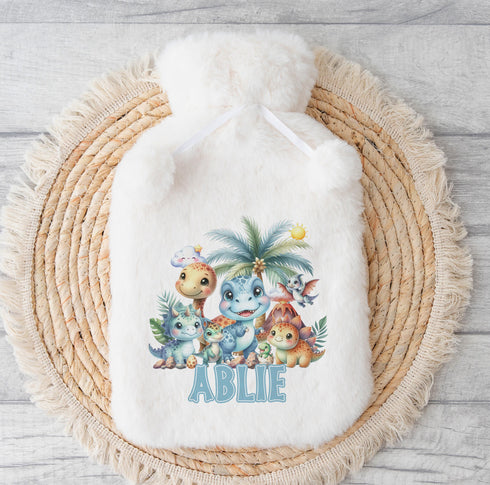 Personalised Hot Water Bottle, Christmas Gift Ideas, Mixed Dinosaurs