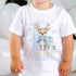 Baby's First Christmas Personalised Sleepsuit, Bib, vest or T-shirt Cotton Set - Perfect for New baby Gift, Blue Reindeer