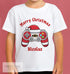 Personalised Children's Gaming Christmas T-Shirt - Xmas Controller Boys Design, Gingerbread man, Snowman, Santa, Reindeer, Elf