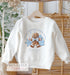 Personalised White Cotton Christmas Jumper with Blue Gingerbread Man Design for Kids