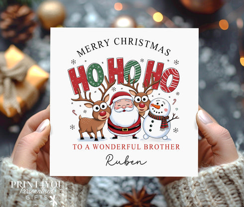 Personalised Christmas Card, Santa and Sleigh, Card for Daughter, Sister, Niece, Nephew, Grandaughter, Son, Brother, Nephew, Grandson