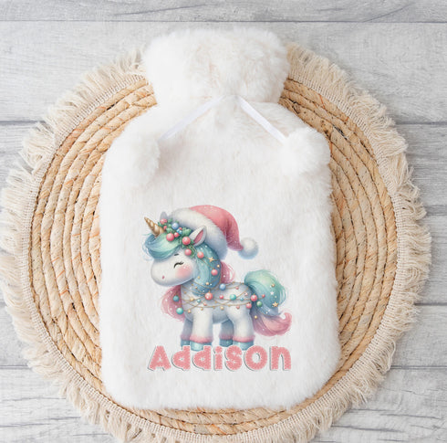 Personalised Hot Water Bottle, Christmas Gift Ideas, Pastel Unicorn