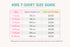 Kids t-shirt size guide chart with height and chest measurements