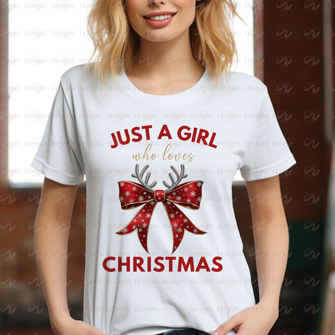 Just a Girl Who Loves Christmas - Red Bow (Exclusive, Only 30 Sets Available)
