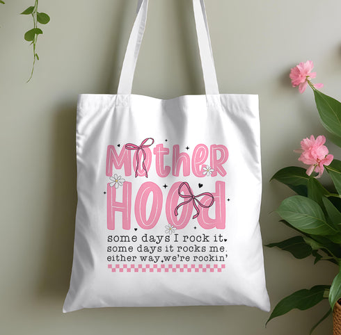 Motherhood Tote Bag – Funny Mum Quote Reusable Cotton Shopper