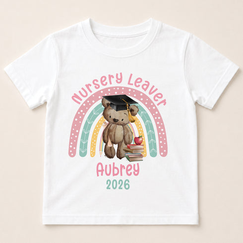 Nursery Leaver T – Shirt – Personalised Cotton Graduation Shirt for Kids – Soft, Fade – Resistant Print