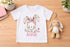 Personalised bunny t shirt with floral design and child’s name printed underneath