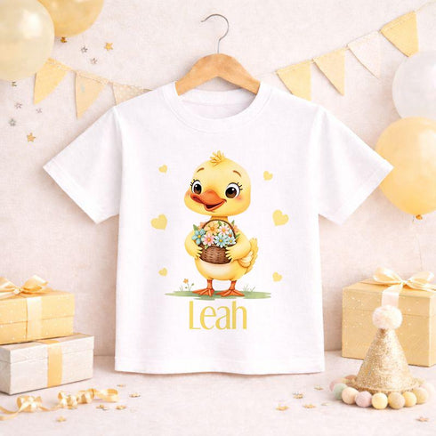 Personalised Easter Chick T – Shirt – Custom Name Kids Easter Top, Cute Duckling Shirt, Spring Baby Toddler Tee - 6-12 months T-shirt