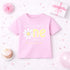 Children's clothing with the little miss onederful birthday t-shirt design