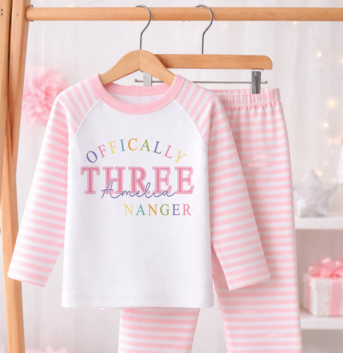 Children's clothing with the girls 3rd birthday pyjamas design