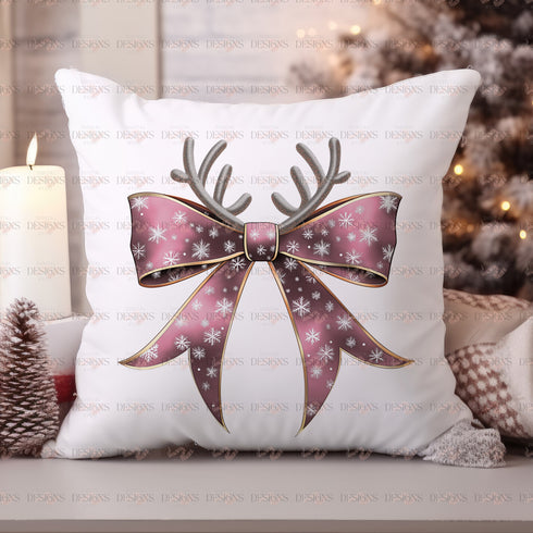 Pink Reindeer Bow Digital PNG Design