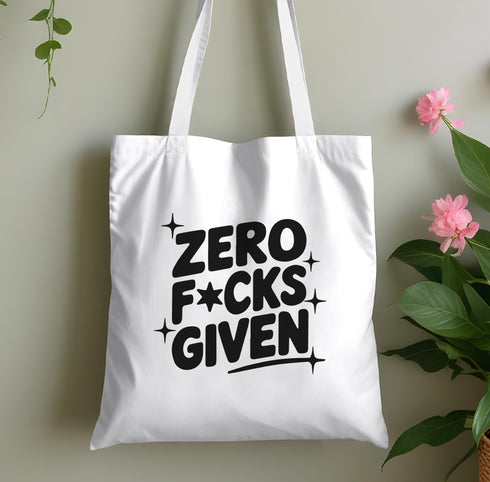 Zero Fucks Given Tote Bag – Funny Rude Cotton Shopper Bag