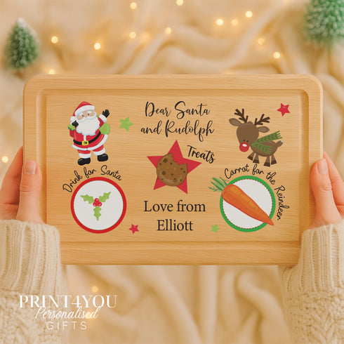 Personalised Christmas Eve Santa Treat Wooden Board