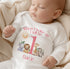 Personalised Pink Safari Sleepsuit Vest Set Perfect for First Birthday Celebration