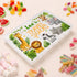 Personalised children’s travel snack box featuring colourful jungle and safari animals
