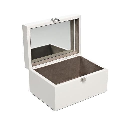 19cm Deluxe White Painted Jewellery Box with Mirror