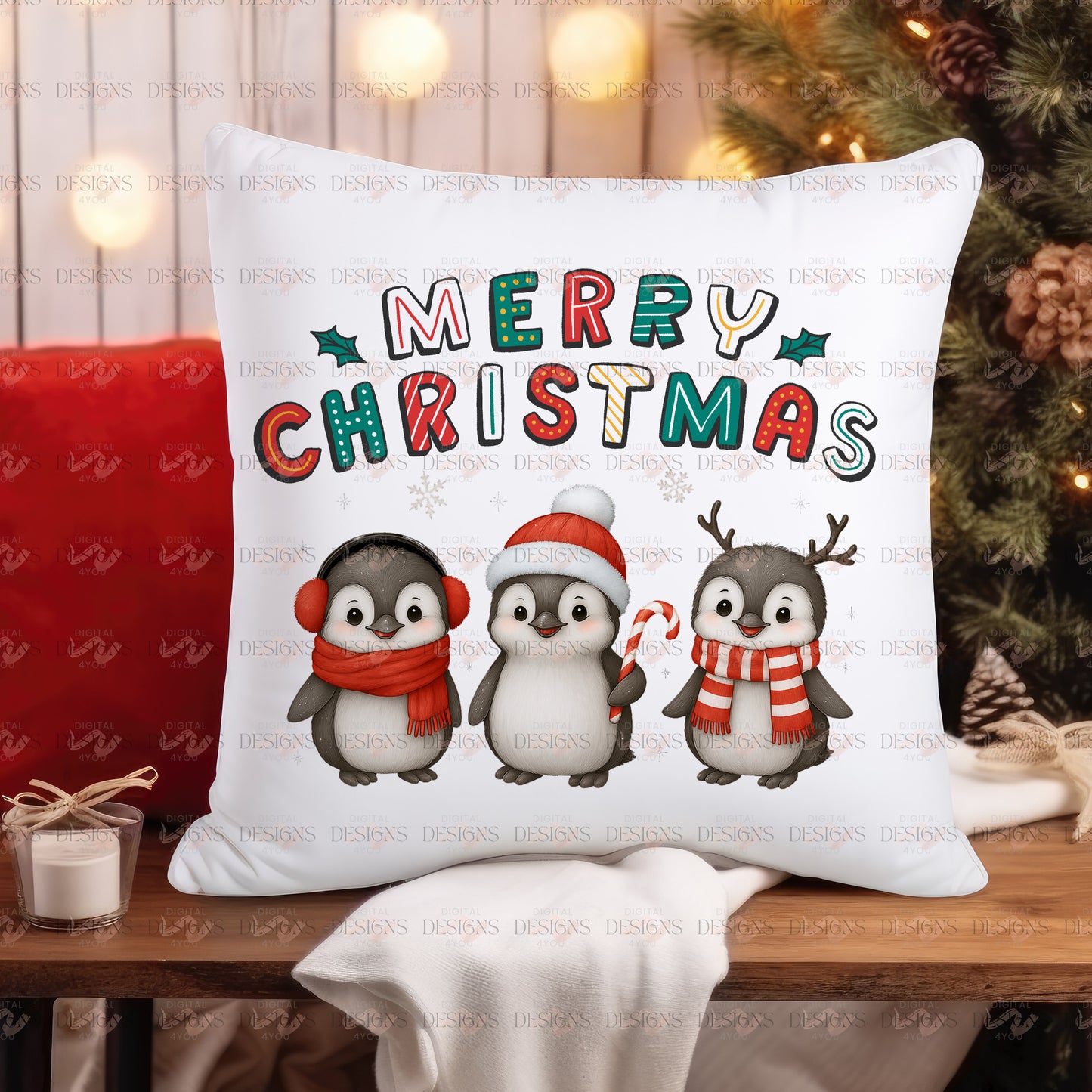 Christmas Penguins PNG – Cute Holiday Graphics Digital Download With Transparent Background