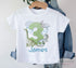 Children's White Cotton Personalised Birthday T-shirt - Dinosaur Design, Name is ONE First Birthday, Two Three Four Five Sixth Birthday