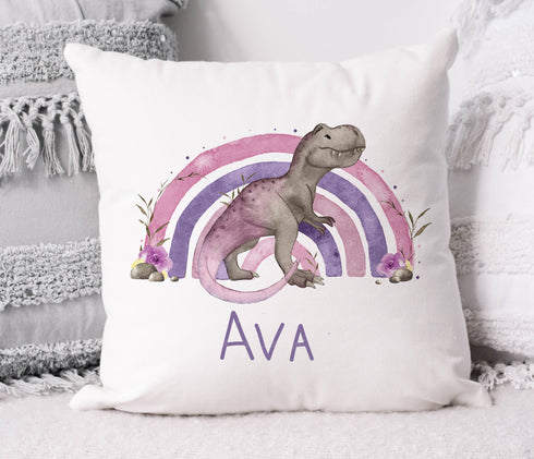 Girls Dinosaur Rainbow Cushion