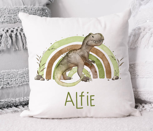 Dinosaur Rainbow Personalised Cushion