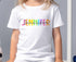 Children's White Cotton Personalised T-shirt - Colourful Rainbow Name