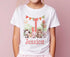 Personalised Girls Farmyard T-Shirt any Letter - Cotton White Top, Fun farm animals with a pink theme