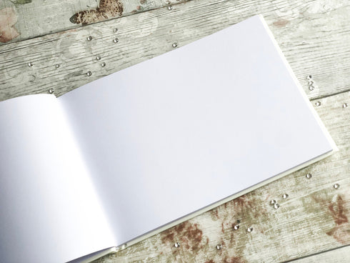 Personalised Luxury Padded Guest Book with UV Printed Grey Rainbow and Safari Animals | New Baby Keepsake